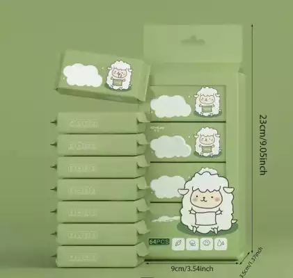 Влажные мини-салфетки, 64 шт, зелёные